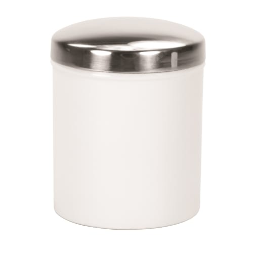 Frasco de Algodón Colección Tuxedo, Esmalte Blanco/Acero Inoxidable